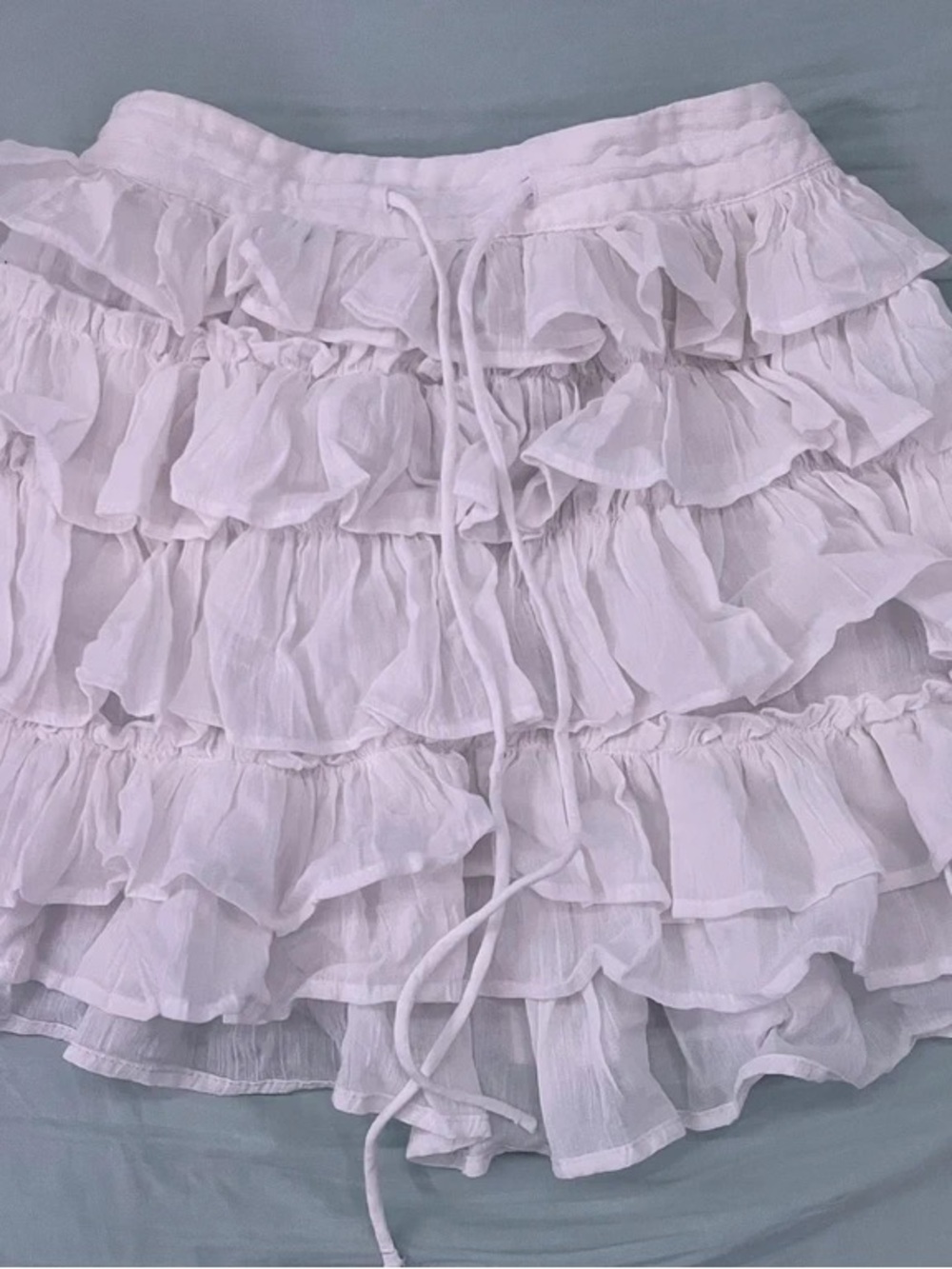 White Ruffle Tiered Mini Skirt - Women